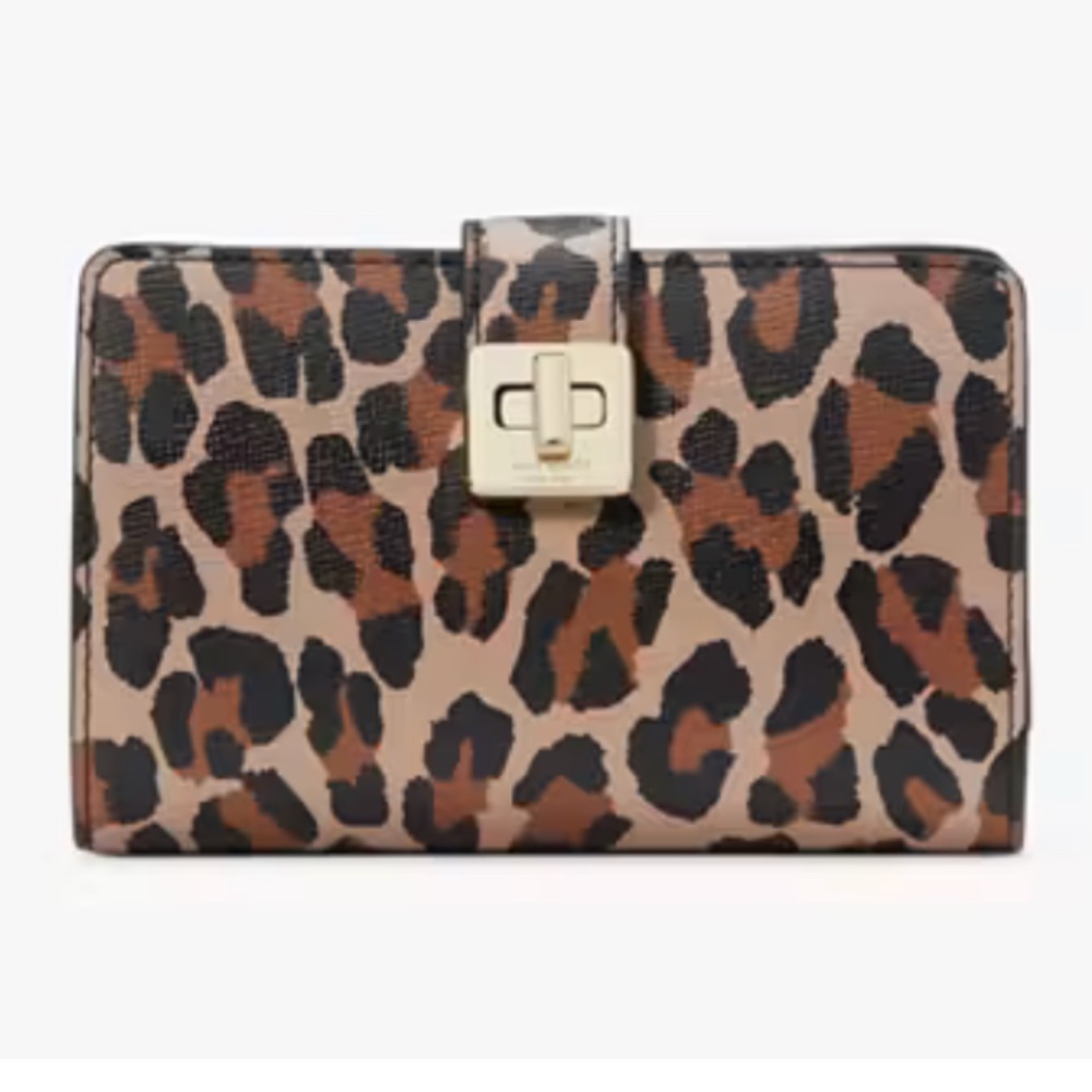 Kate Spade Phoebe Spotted Leopard Turnlock Medium Wallet